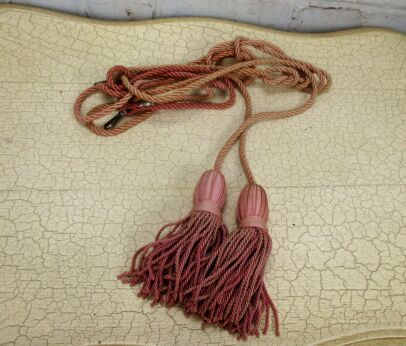 Vintage Antique Authentic pair Curtain Tie backs Tassel Rope Cord Pink