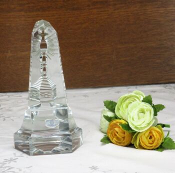 Val St Lambert Crystal Paperweight Trylon Obelisk Chalice Rare Belgium Lovely