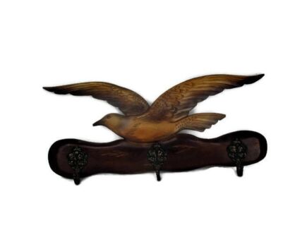 hand Carved Wooden Two Toned Eagle Bird Open Wings Coat Rack Lovely HTF