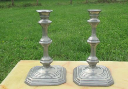 Vintage Couple Candle Holders Pewter Portugal 50s Mid Century