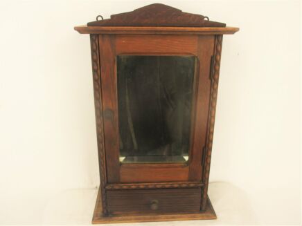 Gorgeous Kitchen Apothecary Medicine Bathroom Wall Cabinet Ornate Hand Carved Oak Beveled Glass Mirror Hobnails