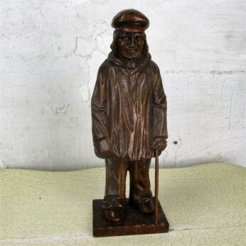 Hand Carved Wooden Statue Figurine Old Dutch Man Wooden Shoes Cane