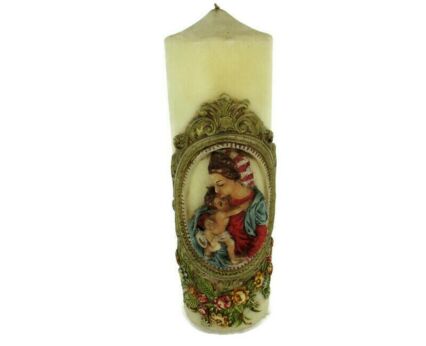 devotional votive Church candle Virgin Mary Madonna Delle Strada  Infant Child Gorgeous