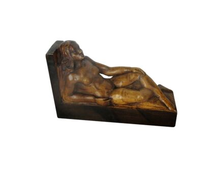 Two Gorgeous Hand Carved Wood Bookends Female Nudes Pieces of Art