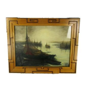 XL Aquarel Signed Jos Idserda Sailing Marine Ornate Decorative Frame Wood WOW