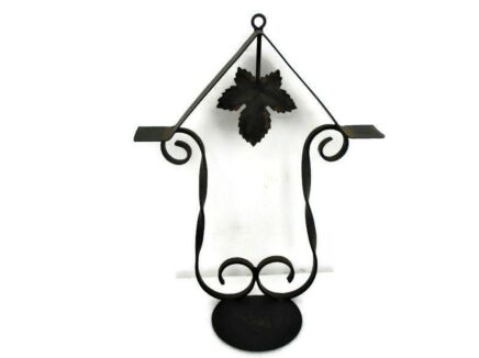 Mid Century Wrought Iron Chapel Niche for Statue Standing Hanging Leaf