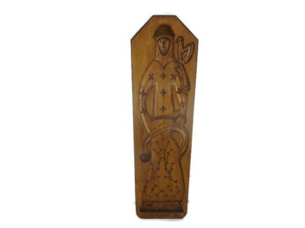 Antique Authentic Ginger cookie Biscuit Speculass hand Carved Wooden Board Mould Figurine Woman Signed