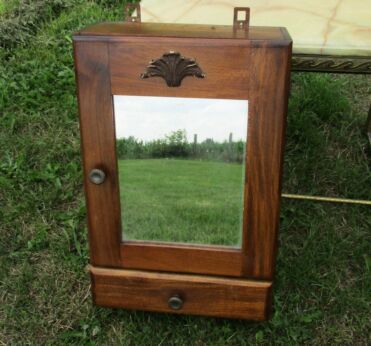 Vintage Carved Wood Medicine Wall Cabinet Apothecary Kitchen Bathroom mirror