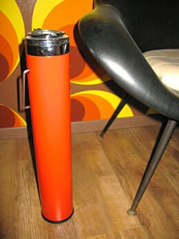 Vintage 70s Space Age Italian Orange Metal Standing Floor Ashtray panton eames