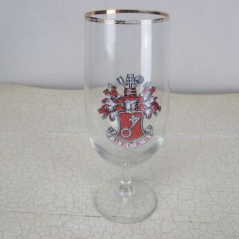 Vintage Becks Beer Glass Product of Germany Gold Rim Pilsner Glass Coat of arms