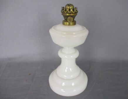 Antique L&B LB oil lamp Brass Lempereur et Brevette Belgium Authentic Opaline White glass