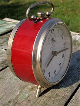 Vintage Junghans Working Condition German Red Alarm Clock Retro Collectible