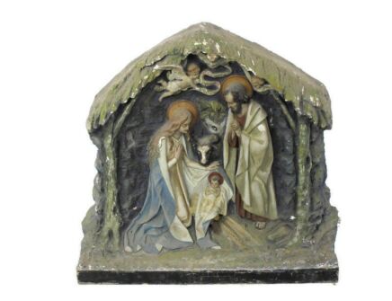 XL Church Nativity Set Plaster Altar Statue Christmas Scene Stable Manger Creche