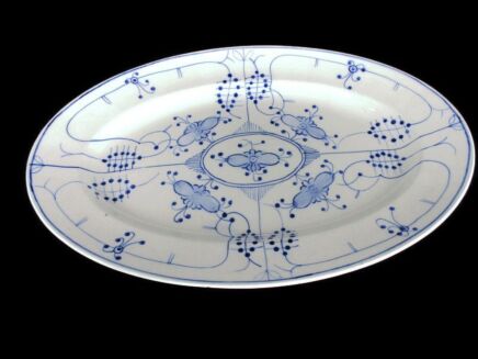 Antique Royal Copenhagen blue Fluted Platter Dish Marked Sarreguemines 1875-1900