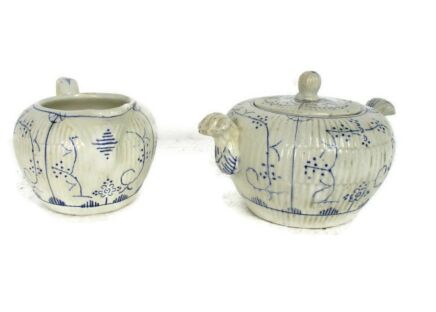 Antique Boch Copenhague Kopenhagen Creamer Set Sugar Bowl Milk Jar Marked Gorgeous