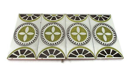 set of 4 Art Deco Large Ceramic Wall Tile Coasters Abstract Italy Ceramica d'arte