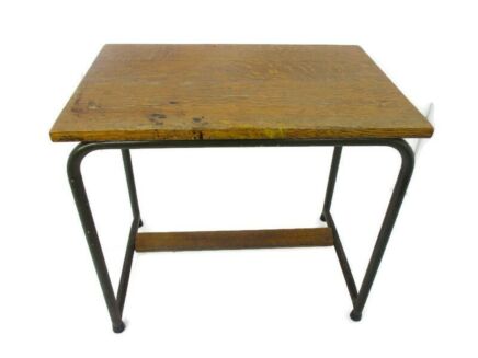 Vintage School Student Desk Elementary School Industrial Marked Tubax Belgium Wood Cast Iron