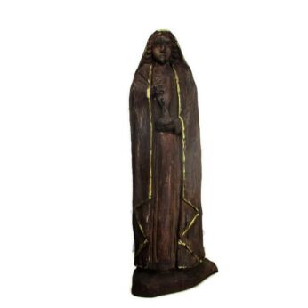 Large Hand Carved Wooden Statue Nun Saint Holding Chalice Gold touches Folk Art