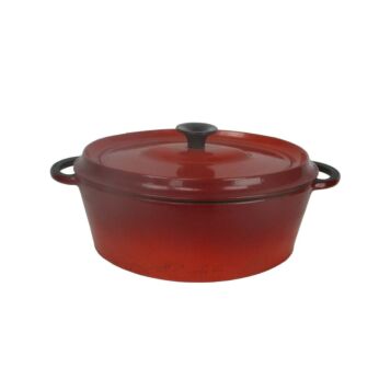 vintage French Le Creuset Style Red Cast Iron Dutch Oven Casserole 29