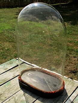 Victorian Antique Oval Display Glass Dome Globe Mantel Clock doll 15.75"