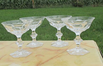 4 Gorgeous Art Deco Drinking Glasses Clear Glass Cocktail