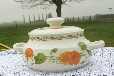 Vintage orange Flower Boch Capucine Serving Soup Vegetable Dish Marked