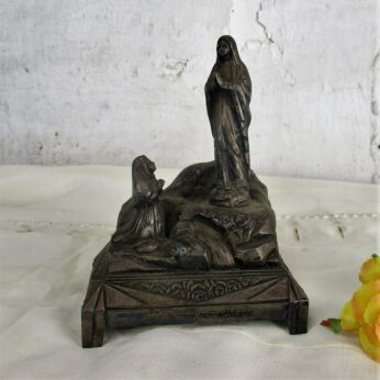 Lourdes Music Box Virgin Mary St Bernadette French France Spelter Mid Century