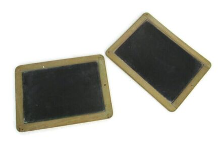 set of 2 School Slates Chalk board Childs Blackboard Antique Authentic