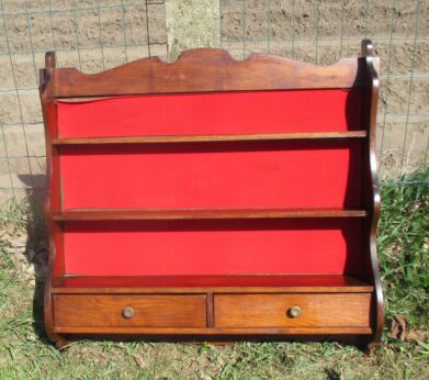 Rustic Barn Shelving Shelves Authentic Charming 2 Drawers Red Fabric