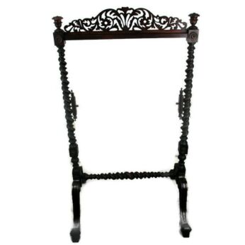 Antique Ornate Fireplace Screen Frame Barley Twist Hand Carved Wood Gorgeous