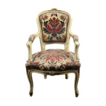 Antique Arm Chair Fauteuil Louis XVI style Carved Wood Hobnails Stunning