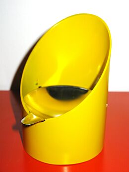 Vintage 70s Space Age Italian Yellow Metal flip top Ashtray panton eames retro