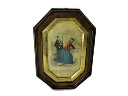 Les Modes Parisiennes  Illustrée Victorian Dress Fashion Print Plates Framed Italian Wall hanging