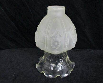 Glass Shade Sconce Oil Lamp Floral Design Pressed Glass Hobnail Tulip Flower form Clear Glass