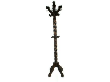 Standing Hall Tree Open Barley Twist Coat Hallway Rack Wood Vintage Barn Country