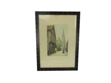 Lovely Painting on Paper G. Marchelly French Village Framed Signed