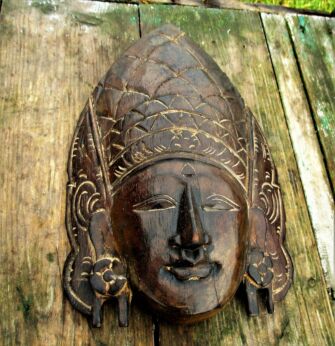 hand Carved Wooden Mask Sculpture Asian Wall Art Folk art