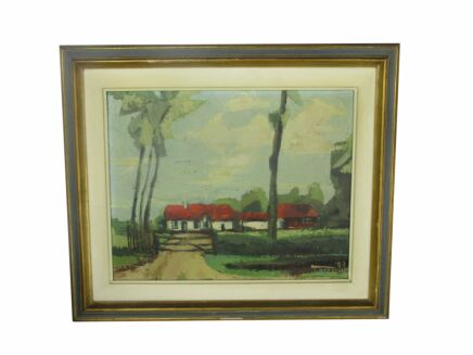 Oil Painting Canvas Framed Signed Timmermans 1957 Lovely Nostalgic Farm House