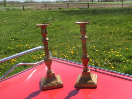 Antique Brass Couple Candle Holders