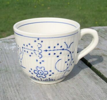 Small Vintage Coffee Cup Boch Copenhague Kopenhagen Keramis Blue White 70s