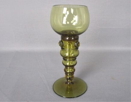 Antique 19th Century Roemer Goblet Wine Glass Bohemian Amber color Fritz heckert? exquisite