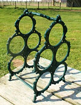 Vintage Green Iron Wine Rack Bottle holder 5 Bottles