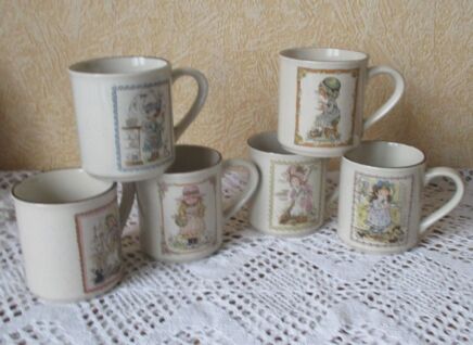 Vintage set of 6 Holly Hobby Mugs Sue Sunbonnet Valentine Australia