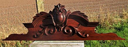 Large French Gorgeous Hand Carved Wooden Pediment Overdoor Beautiful