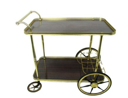 Bar Cocktail Tea Entertainment Cart Trolley Kitchen Island Veneer Retro Funky Bar ware Garden Furniture