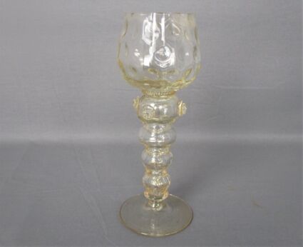 Antique 19th Century Roemer Goblet Wine Glass Bohemian Champagne color Fritz heckert? exquisite