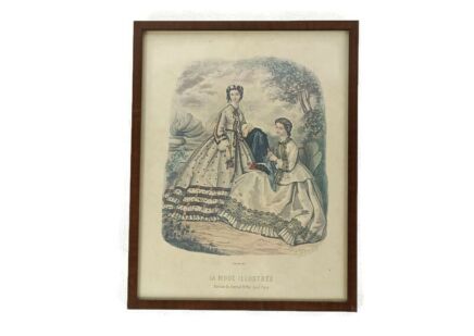 La Mode Parisiennes  Illustrée Victorian Dress Fashion Print Plates Framed Italian Wall hanging 