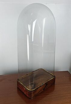 L Antique Victorian Rectangular Square Hand Blown Glass Globe Dome HTF 24.33"