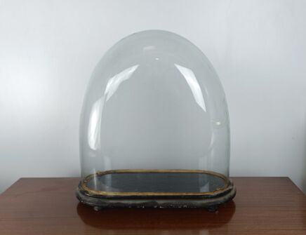 Antique Victorian Oval Hand Blown Glass Globe Dome Doll Clock 15.94"H 15.55"W6.81"