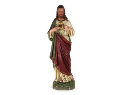 Large Neo Gothic Statue Jesus Christ Holy Sacred Heart Plaster Antique 